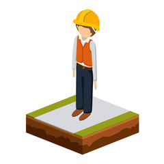 man of under construction icon. Isometric 3d structure and perspective theme. Isolated design. Vector illustration