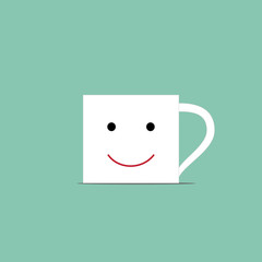 Coffee cup with smiley face. Good mood and vivacity for active day