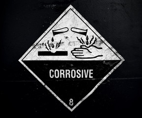 Corrosive material at the acid container