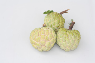 Fruit, custard apple on white background.