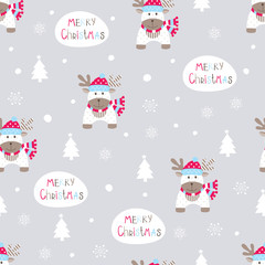 Seamless pattern with abstract cute reindeer