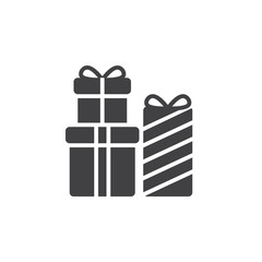 Gift boxes icon vector, filled flat sign, solid pictogram isolated on white, logo illustration