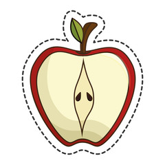 fresh fruit cut line isolated icon vector illustration design