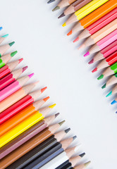 pencils color on white background, with copy space