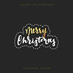 Merry christmas lettering handmade calligraphy. Inscriptions for greeting card. Luxury calligraphy decor design element