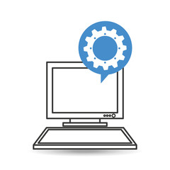 computer desktop communication gear social network vector illustration eps 10