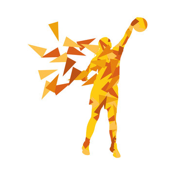 Young girl basketball player vector background abstract concept
