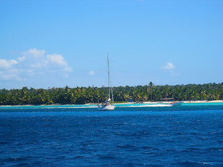Tropical beach in the Caribbean, sailing, island Saona, Dominican Republic.