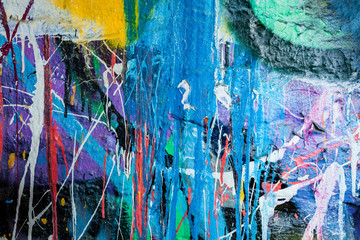 Dripping paint graffiti wall