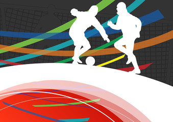 Winter soccer men football players active sport silhouettes vect