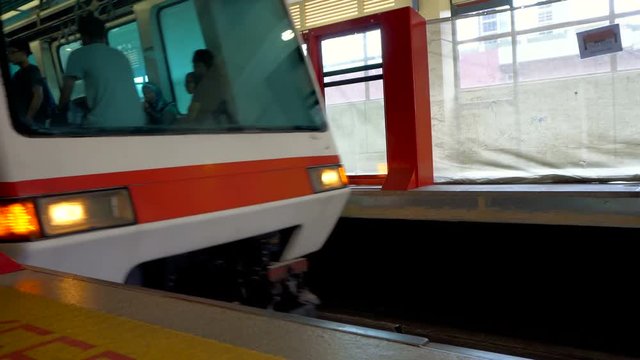 Singapore - 4 November 2016: Train arriving to station