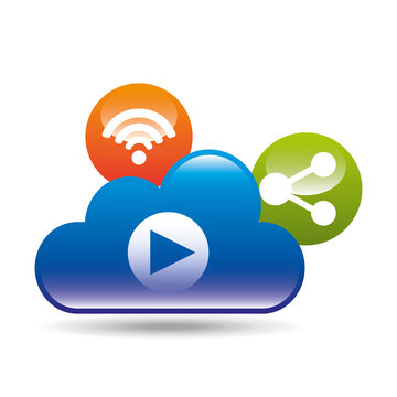 cloud concept video play internet share graphic vector illustration eps 10