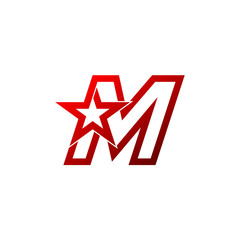 Letter M logo,Red star sign Branding Identity Corporate unusual logo design template