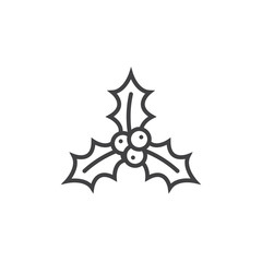 Christmas holly berries line icon, outline vector sign, linear pictogram isolated on white. logo illustration