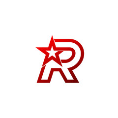Letter R logo,Red star sign Branding Identity Corporate unusual logo design template