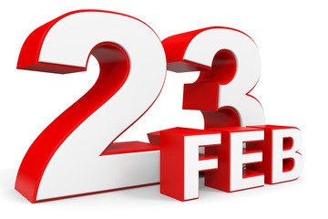 February 23. 3d text on white background.