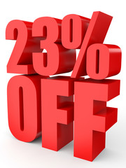 Discount 23 percent off. 3D illustration on white background.