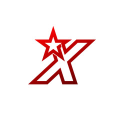 Letter X logo,Red star sign Branding Identity Corporate unusual logo design template