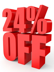 Discount 24 percent off. 3D illustration on white background.