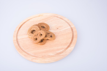 cookies or chocolate cookies on a background.