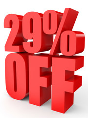 Discount 29 percent off. 3D illustration on white background.