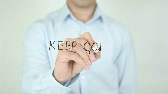 &nbsp;Keep Going, Man Writing on Screen