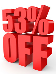 Discount 53 percent off. 3D illustration on white background.
