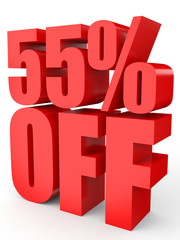 Discount 55 percent off. 3D illustration on white background.