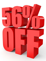 Discount 56 percent off. 3D illustration on white background.