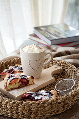 Hot chocolate in the mug with heart