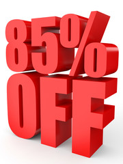 Discount 85 percent off. 3D illustration on white background.