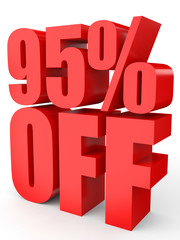 Discount 95 percent off. 3D illustration on white background.