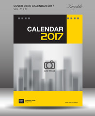 Cover Desk calendar 2017 year, yellow and black cover design Size 6x8 inch vertical