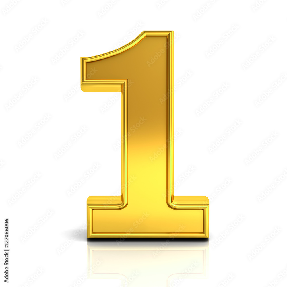 Poster 3D gold number one isolated over white background 3D rendering