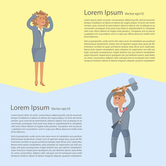Obraz premium Business problem concepts flyer. Business person in stress. Vector Character design.