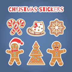 Christmas Gingerbread cookies stickers set