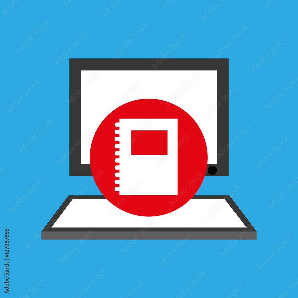 Poster computer desktop notebook communication social network vector illustration eps 10