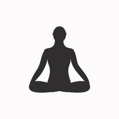 Meditation icon. human meditating in lotus pose. - 127088438