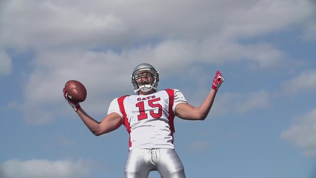 American Footballer Celebrates.