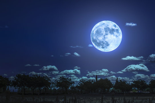 Cloudy Sky And Moon In The Night