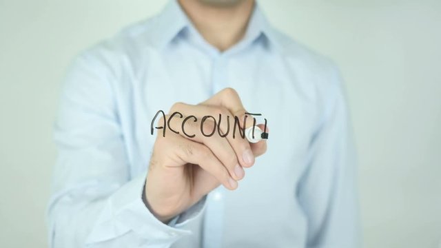 Accounting, Man Writing on Screen