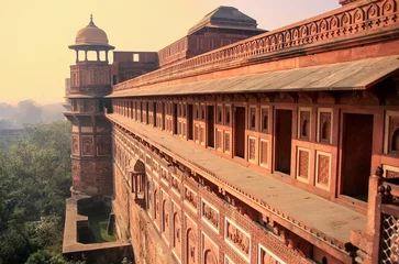 Fotobehang Vestingwerk Buitenkant van Jahangiri Mahal in Agra Fort, Uttar Pradesh, India