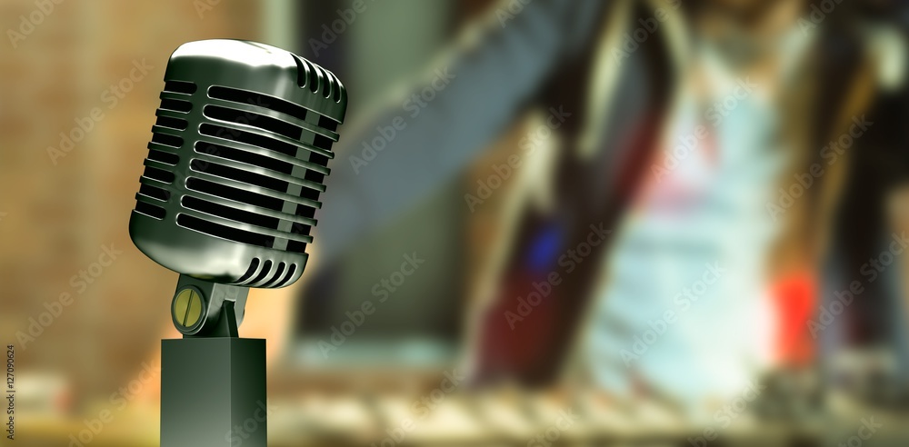 Poster composite image of retro microphone