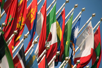 Flags of the world in an official building