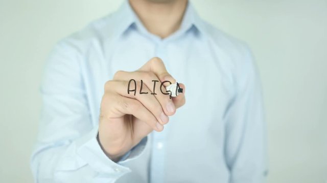 Align, Man Writing on Screen
