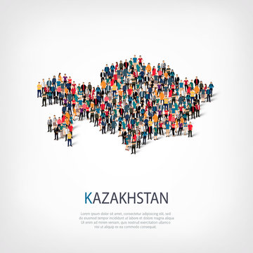 People Map Country Kazakhstan Vector