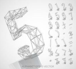 Vector illustration of a  sketched Numbers And Mathematical Symbols. Hand drawn 3D Numbers And Mathematical Symbols.