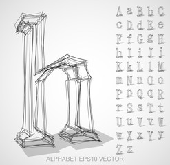Vector illustration of a  sketched Letters. Hand drawn 3D Letters.