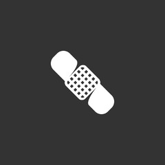 Medical bandage logo on black background. Vector icon