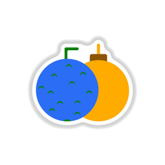 Vector illustration in paper sticker style Christmas balls